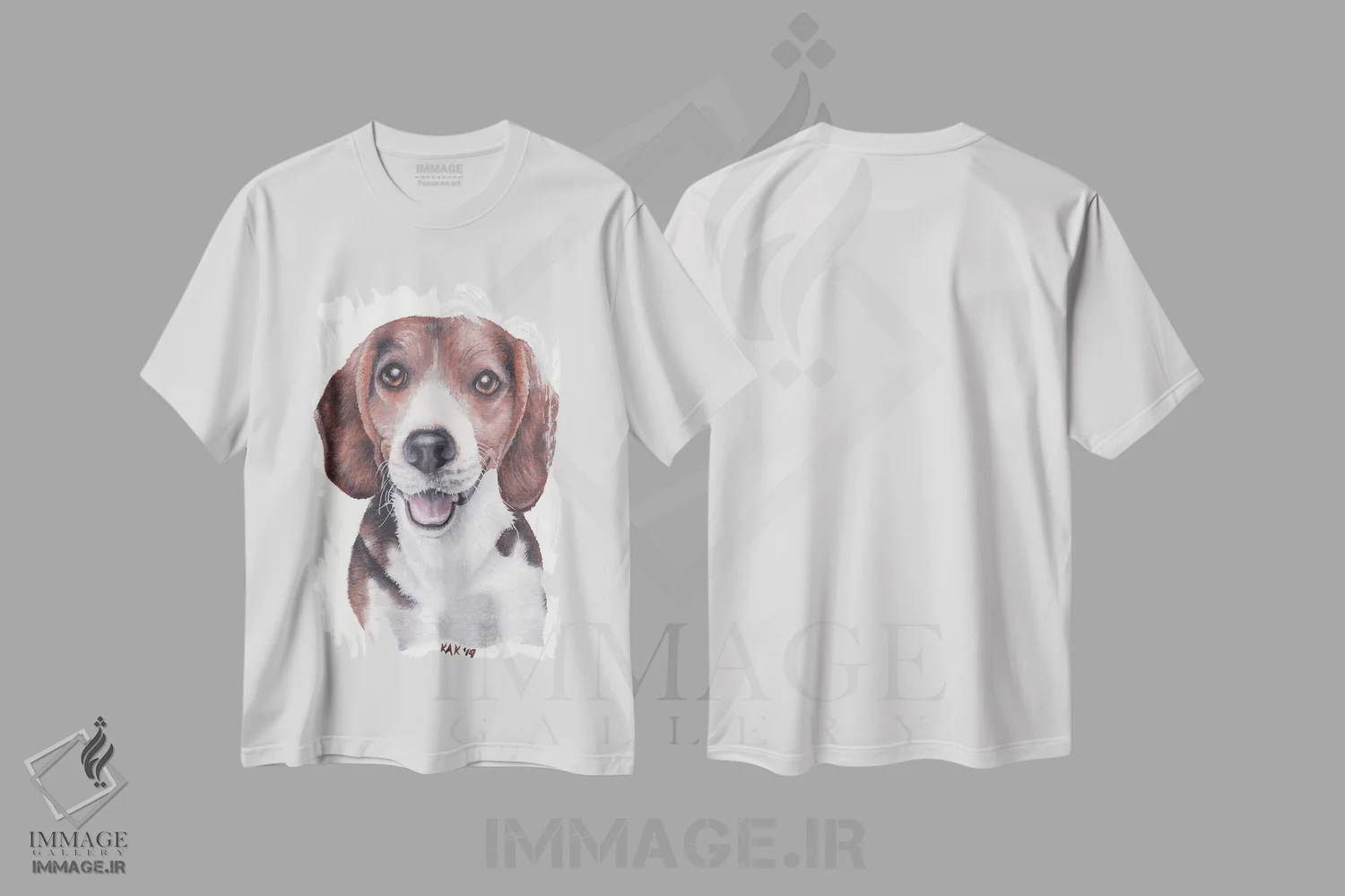 تیشرت سفید طرح دار سگ بیگل، تزئینی اثر هنر و طراحی KAK | فروشگاه ایماژ
