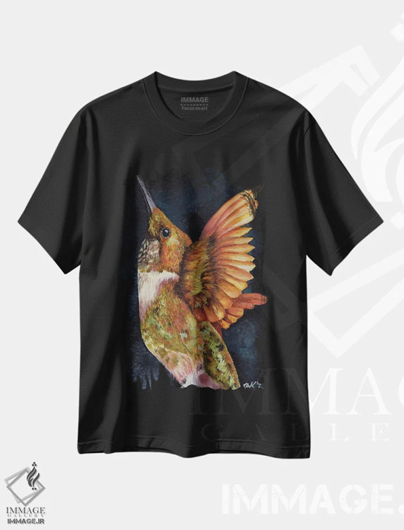 تیشرت مشکی طرح دار مرغ مگس خوار III، تزئینی اثر هنر و طراحی KAK | فروشگاه ایماژ