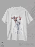 تیشرت سفید طرح دار سگ جک راسل تریر، تزئینی اثر هنر و طراحی KAK | immage.ir