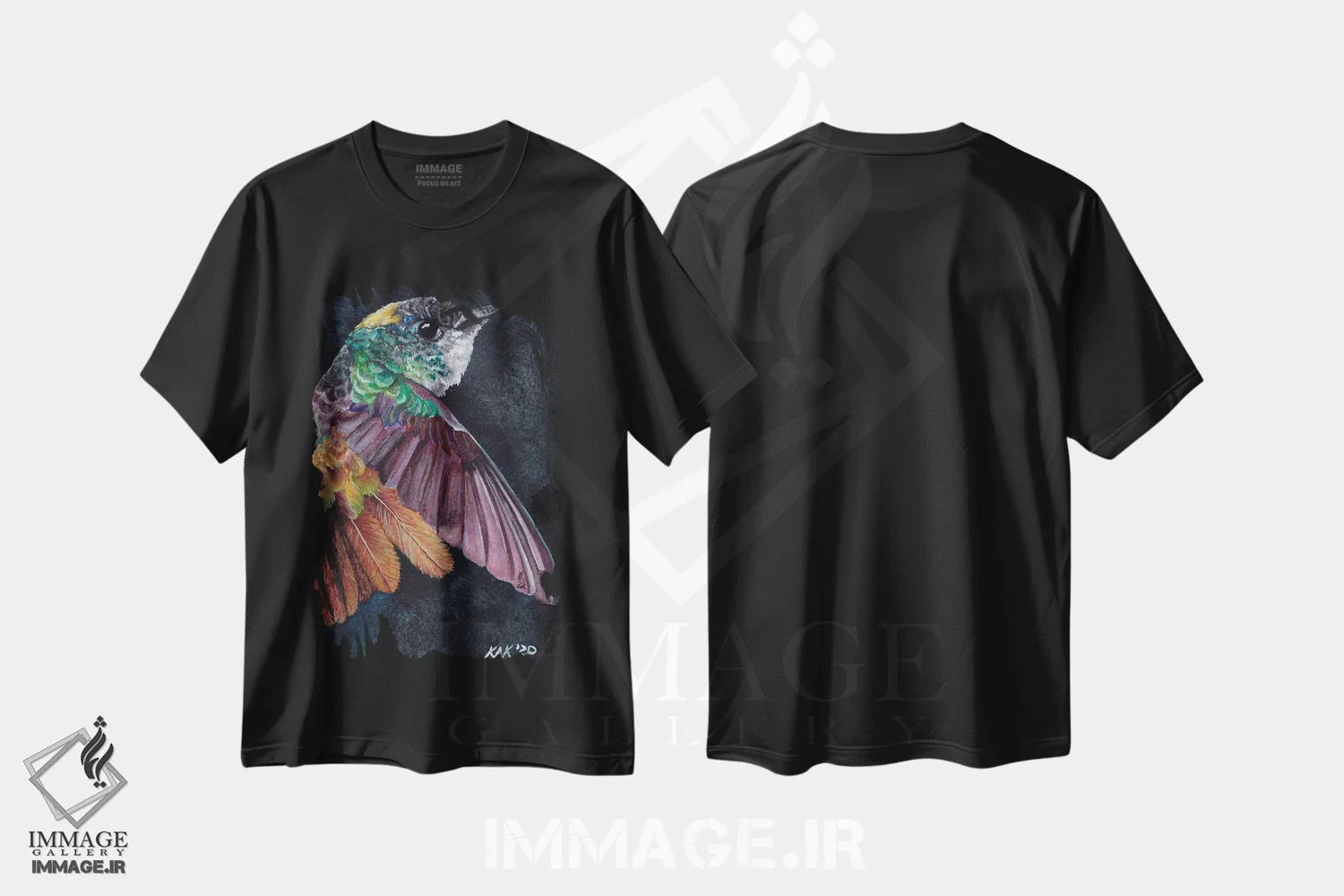 تیشرت مشکی طرح دار مرغ مگس خوار I، تزئینی اثر هنر و طراحی KAK | فروشگاه ایماژ