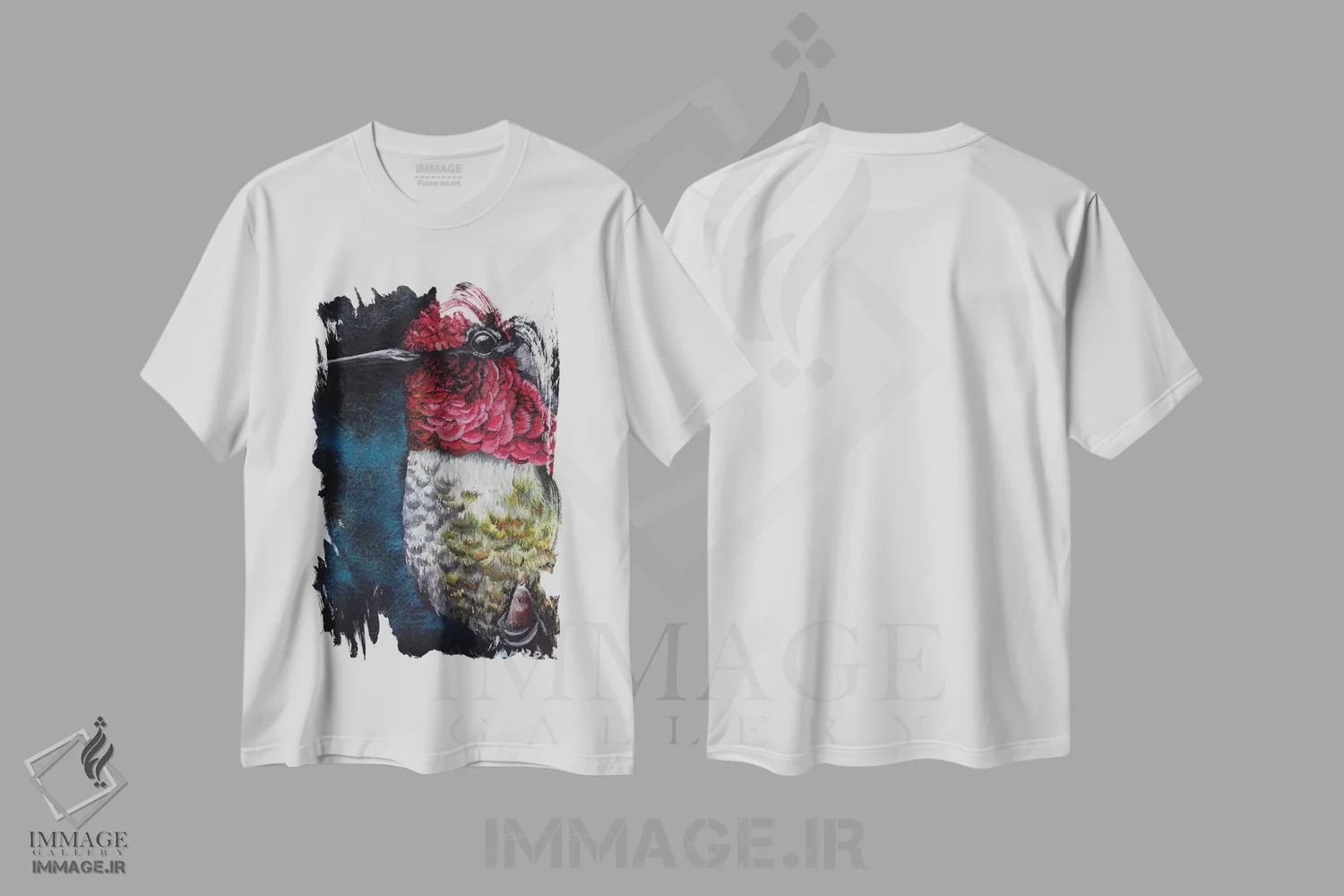 تیشرت سفید طرح دار مرغ مگس خوار IV، تزئینی اثر هنر و طراحی KAK | فروشگاه ایماژ