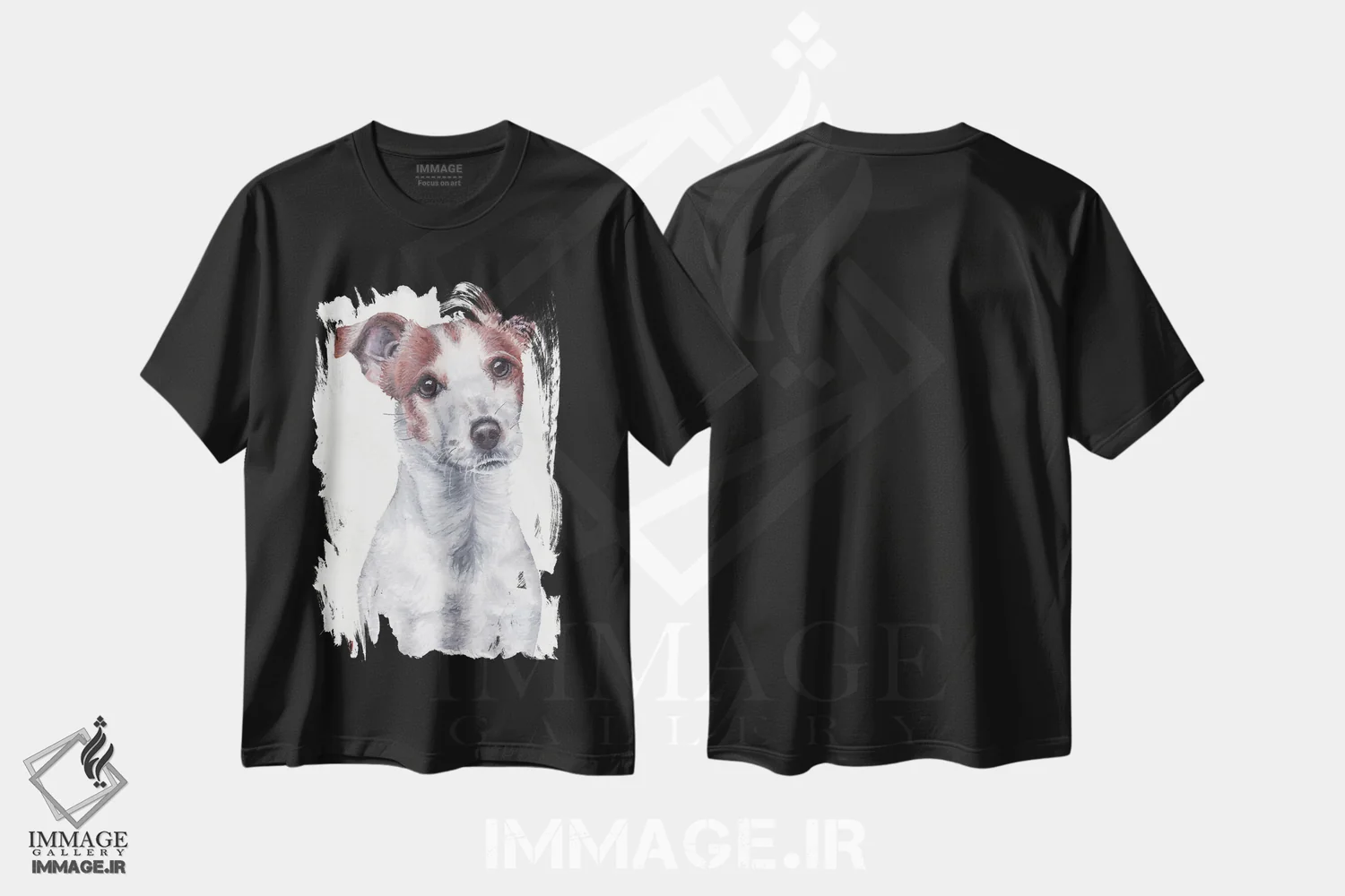 تیشرت مشکی طرح دار سگ جک راسل تریر، تزئینی اثر هنر و طراحی KAK | فروشگاه ایماژ