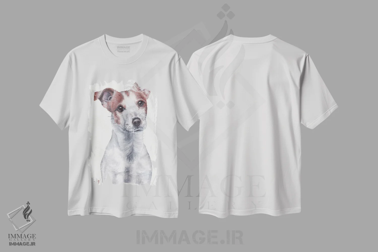 تیشرت سفید طرح دار سگ جک راسل تریر، تزئینی اثر هنر و طراحی KAK | immage.ir
