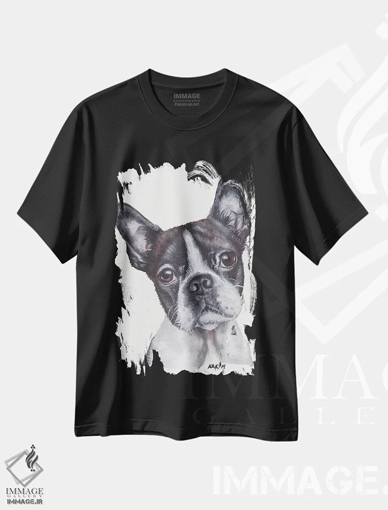 تیشرت مشکی طرح دار تِریِر بوستون، تزئینی اثر هنر و طراحی KAK | فروشگاه ایماژ