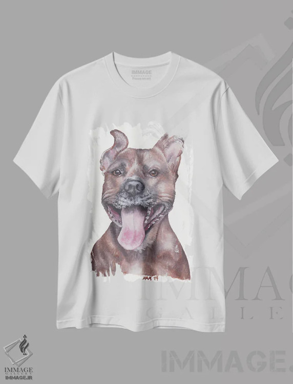 تیشرت سفید طرح دار پیت بول، تزئینی اثر هنر و طراحی KAK | فروشگاه ایماژ