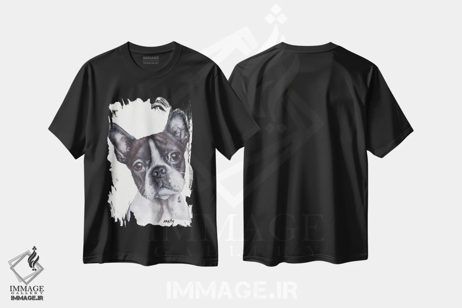 تیشرت مشکی طرح دار تِریِر بوستون، تزئینی اثر هنر و طراحی KAK | فروشگاه ایماژ