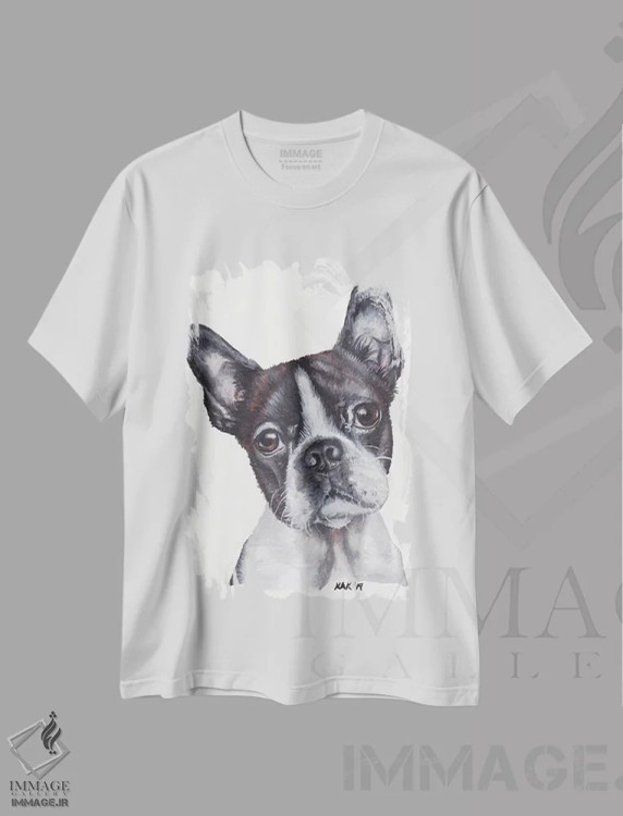 تیشرت سفید طرح دار تِریِر بوستون، تزئینی اثر هنر و طراحی KAK | immage.ir