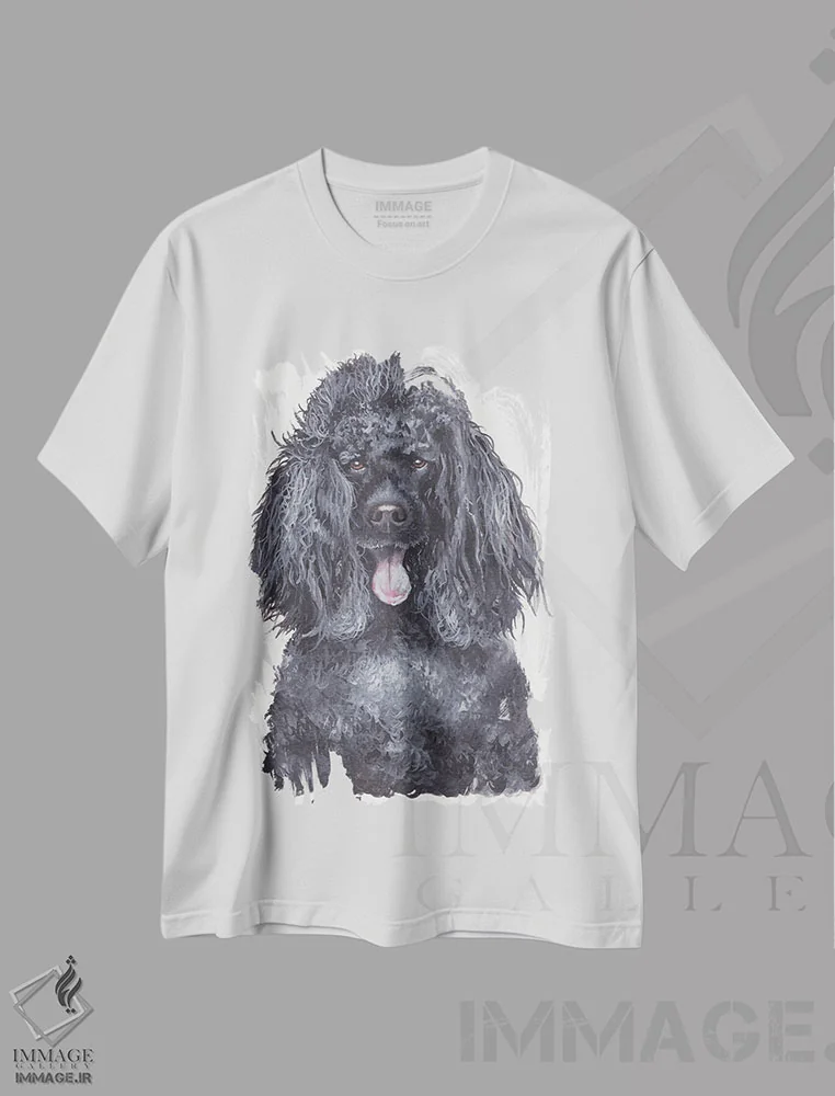 تیشرت سفید طرح دار پودل، تزئینی اثر هنر و طراحی KAK | immage.ir