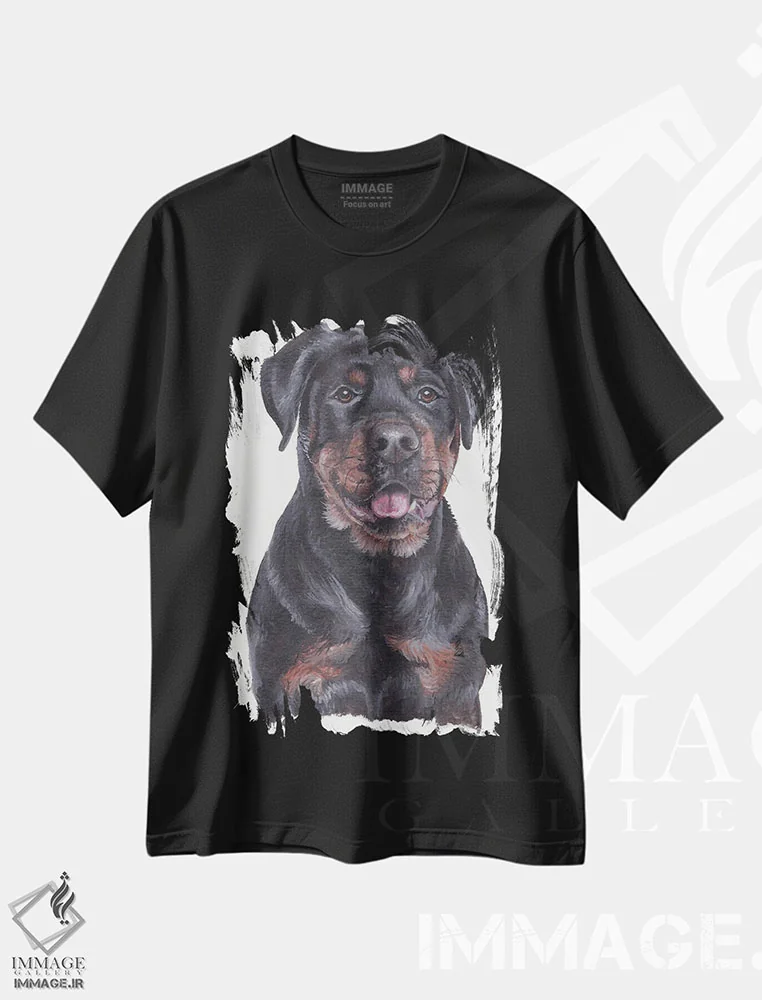 تیشرت مشکی طرح دار روتوایلر، تزئینی اثر هنر و طراحی KAK | فروشگاه ایماژ