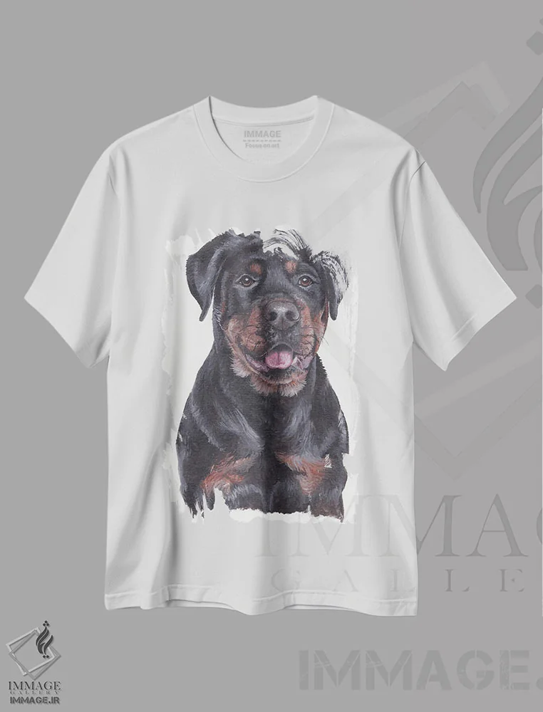تیشرت سفید طرح دار روتوایلر، تزئینی اثر هنر و طراحی KAK | immage.ir