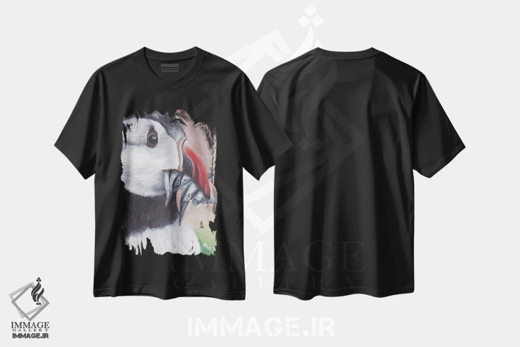 تیشرت مشکی طرح دار پافین، تزئینی اثر هنر و طراحی KAK | immage.ir