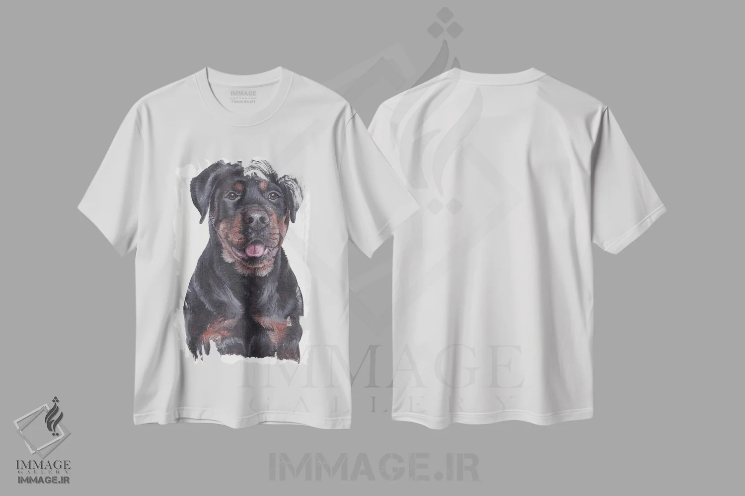 تیشرت سفید طرح دار روتوایلر، تزئینی اثر هنر و طراحی KAK | immage.ir