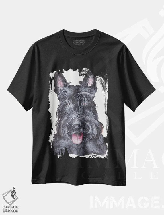 تیشرت مشکی طرح دار تِریِر اسکاتلندی، تزئینی اثر هنر و طراحی KAK | immage.ir