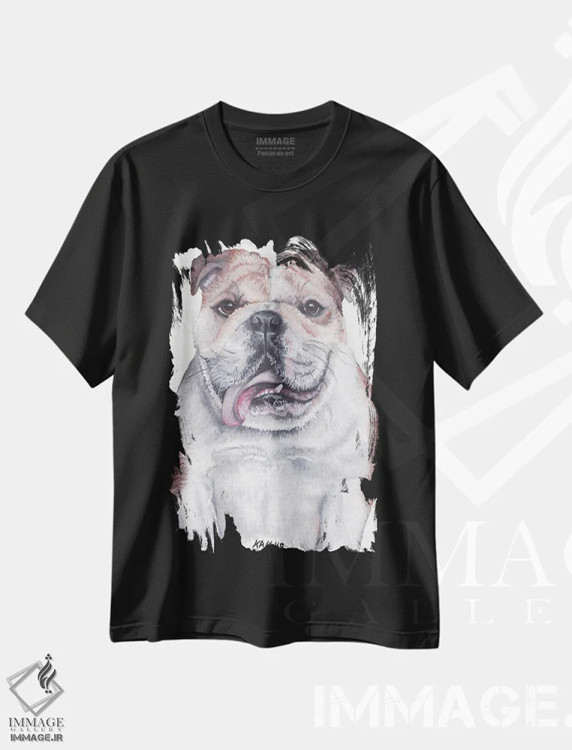 تیشرت مشکی طرح دار بولداگ، تزئینی اثر هنر و طراحی KAK | فروشگاه ایماژ