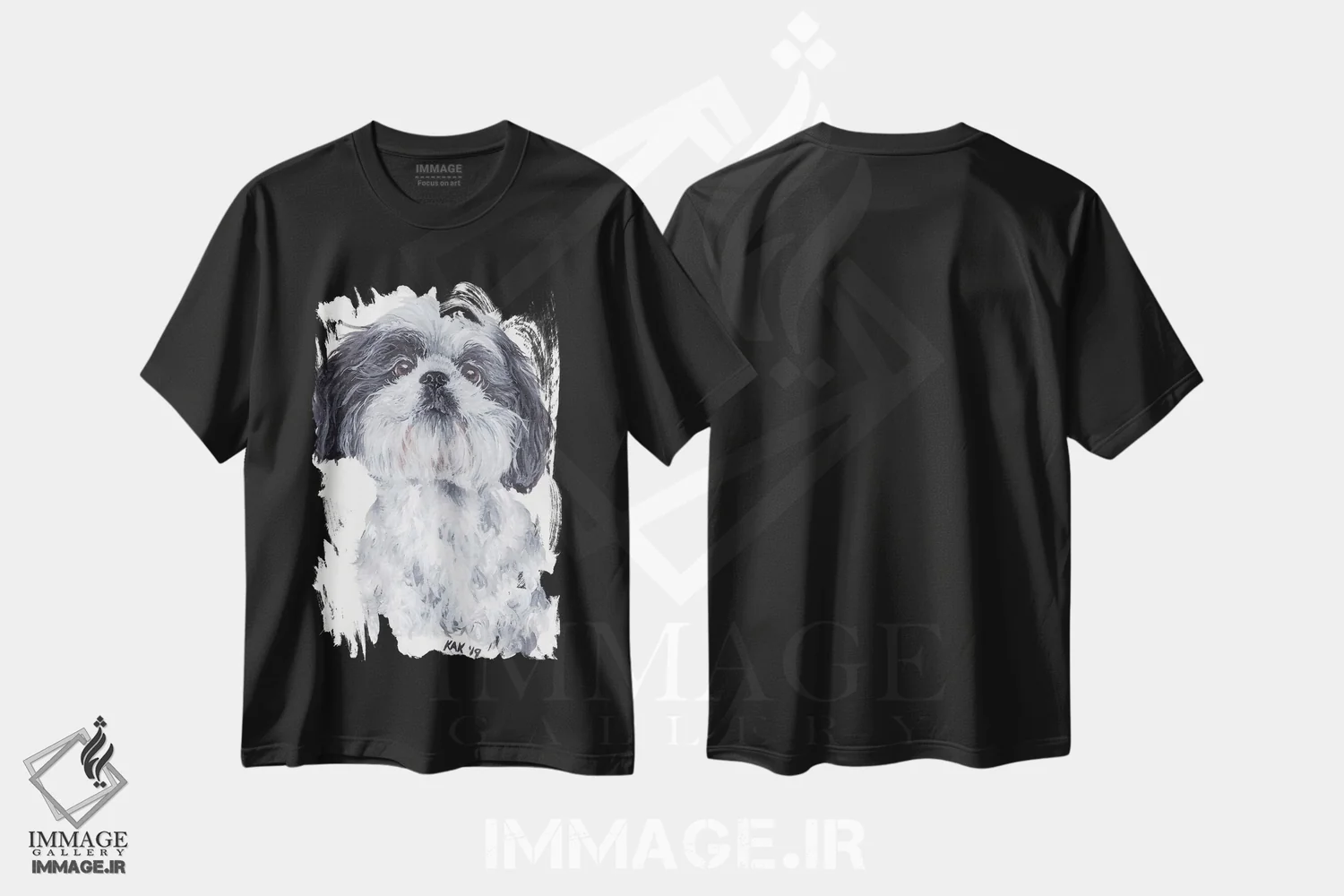 تیشرت مشکی طرح دار شی تزو، تزئینی اثر هنر و طراحی KAK | immage.ir
