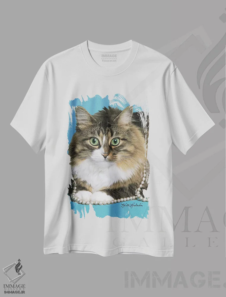 تیشرت سفید طرح دار مرواریدهایم را محکم گرفته ام، مدیوم اثر کیت کیمبرلین | immage.ir