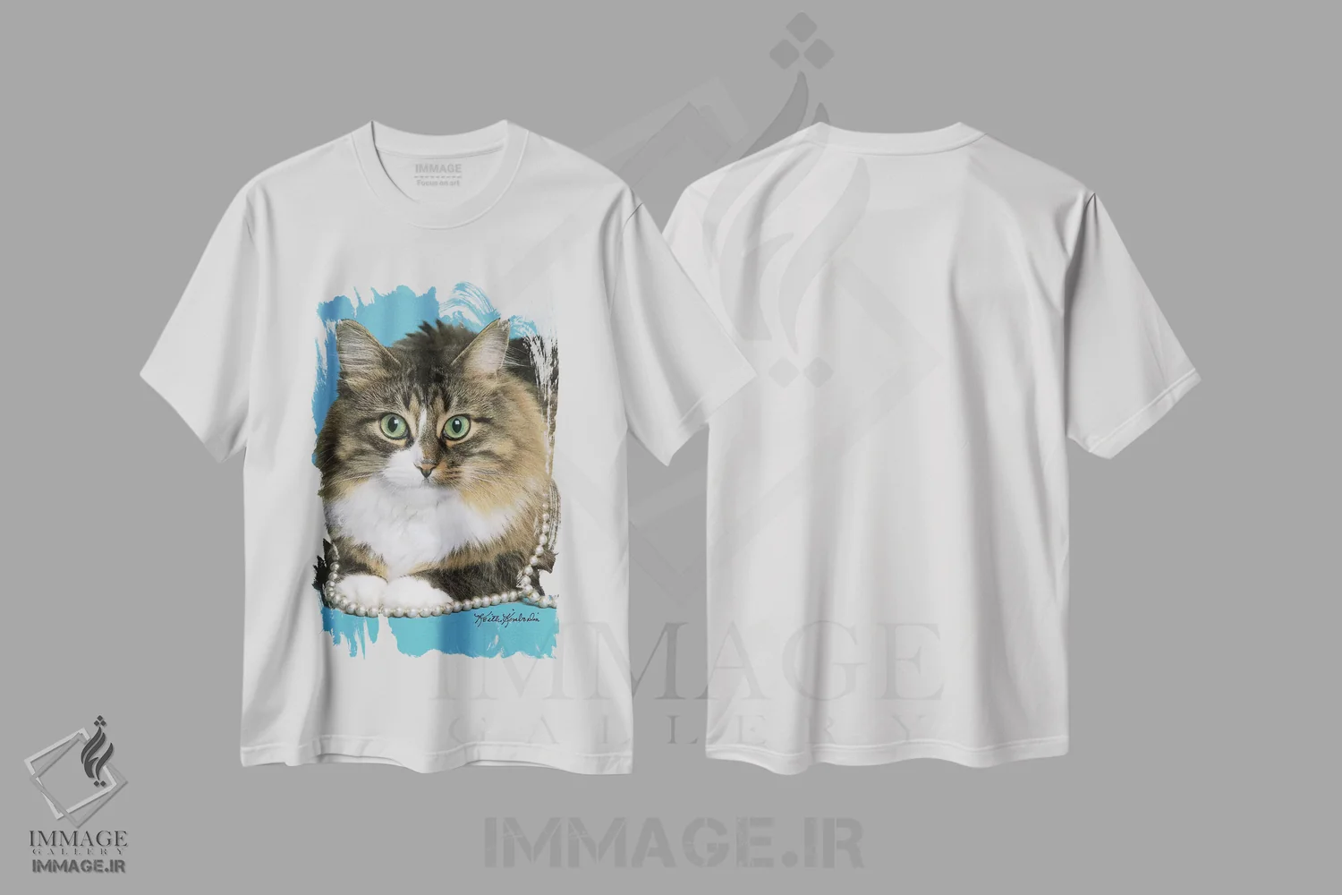تیشرت سفید طرح دار مرواریدهایم را محکم گرفته ام، مدیوم اثر کیت کیمبرلین | immage.ir