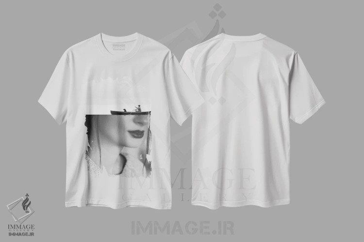 تیشرت سفید طرح دار لبه، هنر تزئینی سیاه و سفید اثر کیکی سی لندن | immage.ir