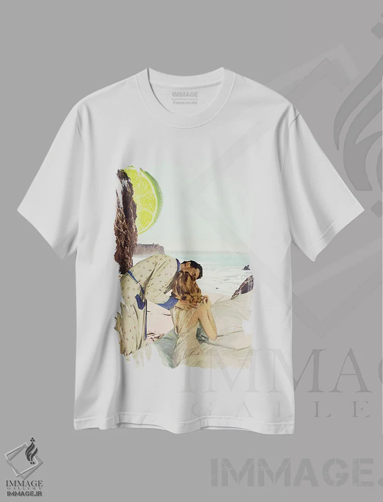 تیشرت سفید طرح دار دل های گرم، مدیوم اثر کیکی سی لندن | immage.ir