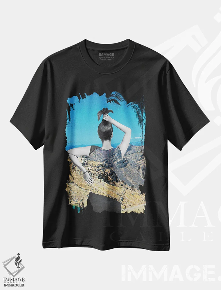 تیشرت مشکی طرح دار خوش تراش، عکاسی ترکیبی اثر کیکی سی لندن | immage.ir