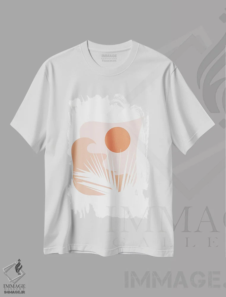 تیشرت سفید طرح دار برگ آرام، تزئینی اثر کیکی سی لندن | immage.ir