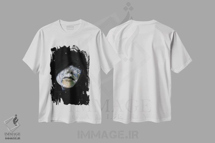 تیشرت سفید طرح دار دنیا زنانه است، عکاسی ترکیبی اثر کیکی سی لندن | فروشگاه ایماژ