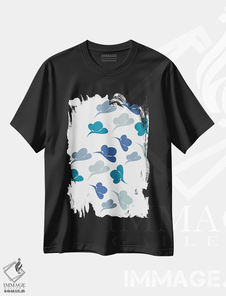 تیشرت مشکی طرح دار پروانه انتزاعی اثر کیکی سی لندن | فروشگاه ایماژ