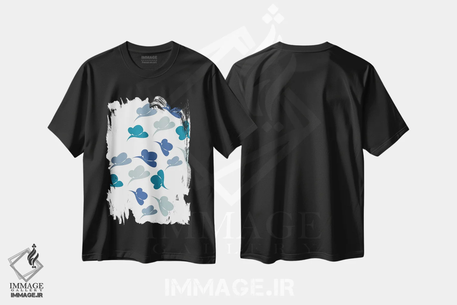 تیشرت مشکی طرح دار پروانه انتزاعی اثر کیکی سی لندن | فروشگاه ایماژ