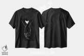 تیشرت مشکی طرح دار دست در دست، تزئینی اثر کیکی سی لندن | immage.ir