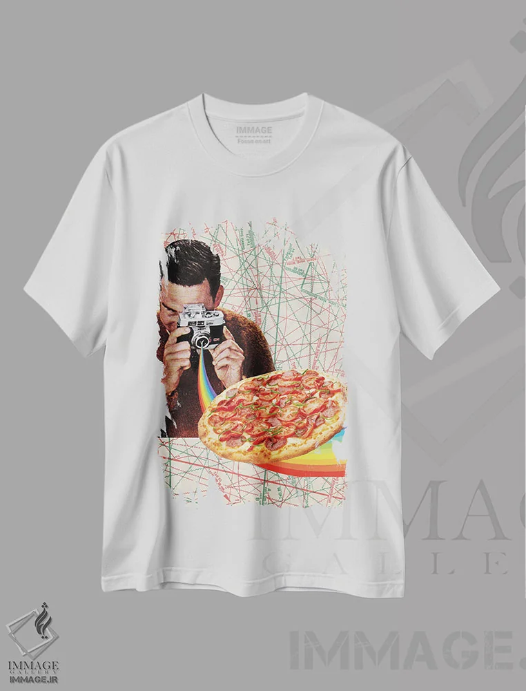 تیشرت سفید طرح دار وسواس پیتزا، تزئینی اثر کیکی سی لندن | immage.ir