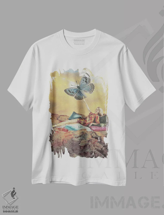 تیشرت سفید طرح دار دور از دسترس، عکاسی ترکیبی اثر کیکی سی لندن | فروشگاه ایماژ