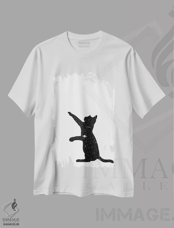 تیشرت سفید طرح دار گربه ها I، هنر تزئینی سیاه و سفید اثر کیکی سی لندن | immage.ir