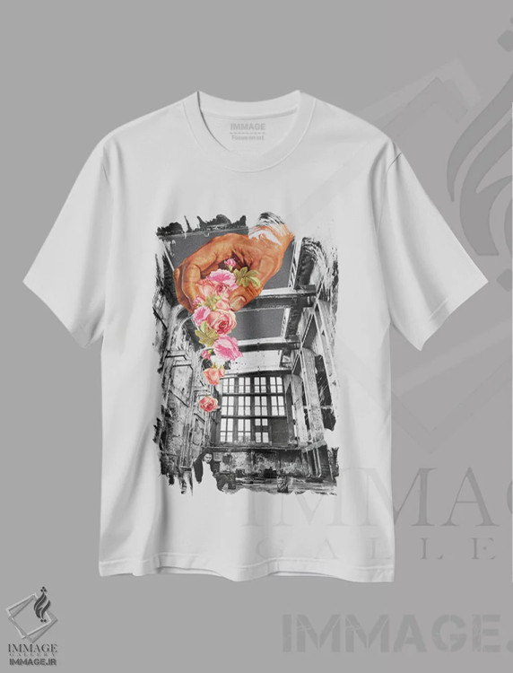 تیشرت سفید طرح دار مهربان، عکاسی ترکیبی اثر کیکی سی لندن | فروشگاه ایماژ