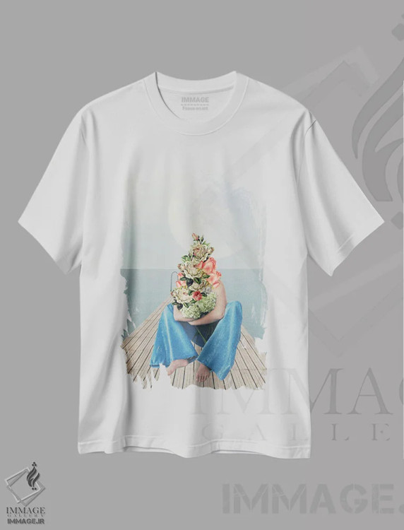 تیشرت سفید طرح دار فروتن، مدیوم اثر کیکی سی لندن | فروشگاه ایماژ