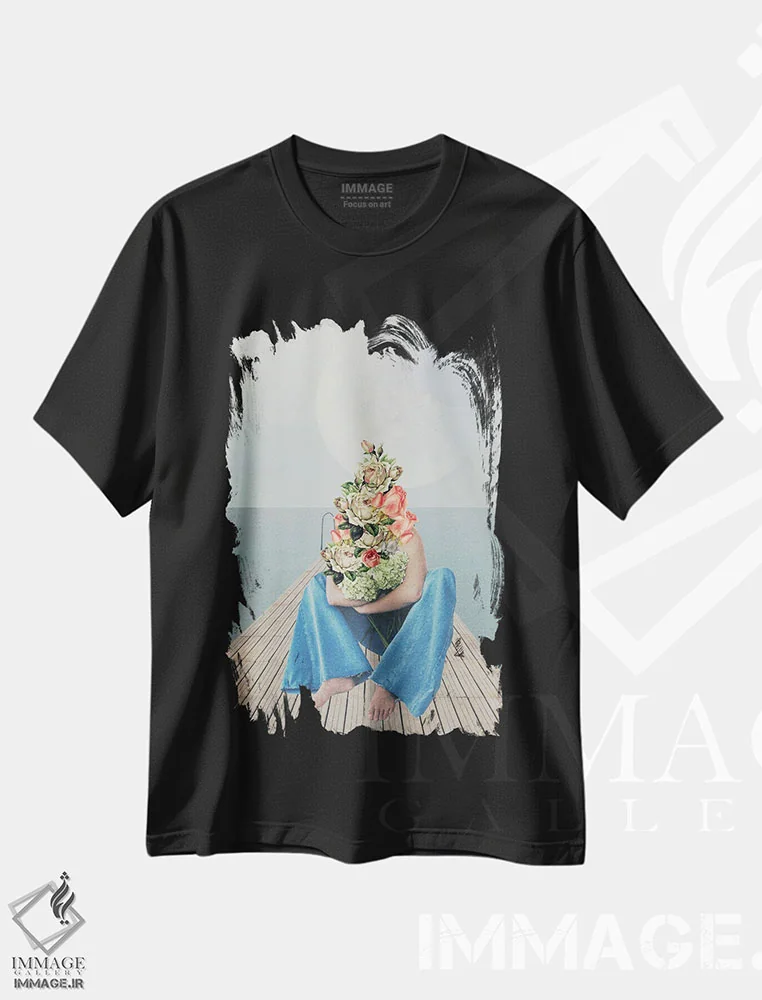 تیشرت مشکی طرح دار فروتن، مدیوم اثر کیکی سی لندن | immage.ir