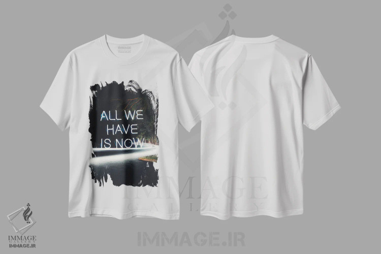 تیشرت سفید طرح دار تمام چیزی که داریم همین حالاست، عکاسی ترکیبی اثر کیکی سی لندن | immage.ir