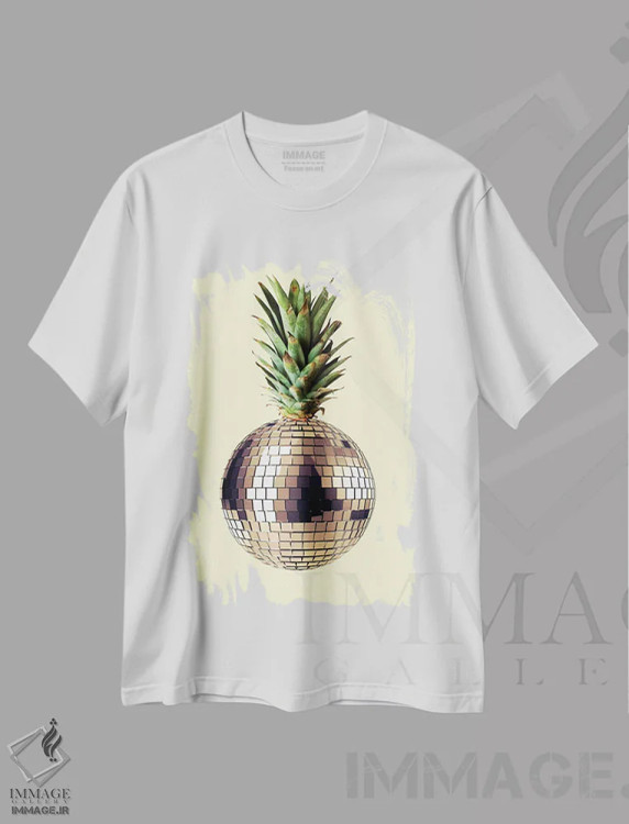 تیشرت سفید طرح دار مهمانی آناناس، عکاسی ترکیبی اثر کیکی سی لندن | immage.ir