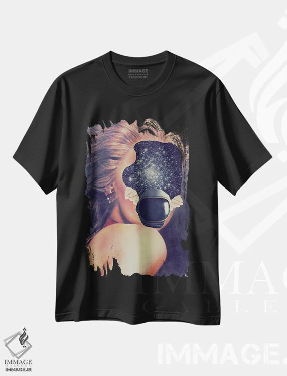 تیشرت مشکی طرح دار فرار، عکاسی ترکیبی اثر کیکی سی لندن | immage.ir
