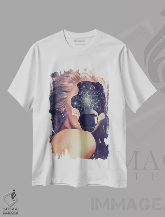 تیشرت سفید طرح دار فرار، عکاسی ترکیبی اثر کیکی سی لندن | فروشگاه ایماژ