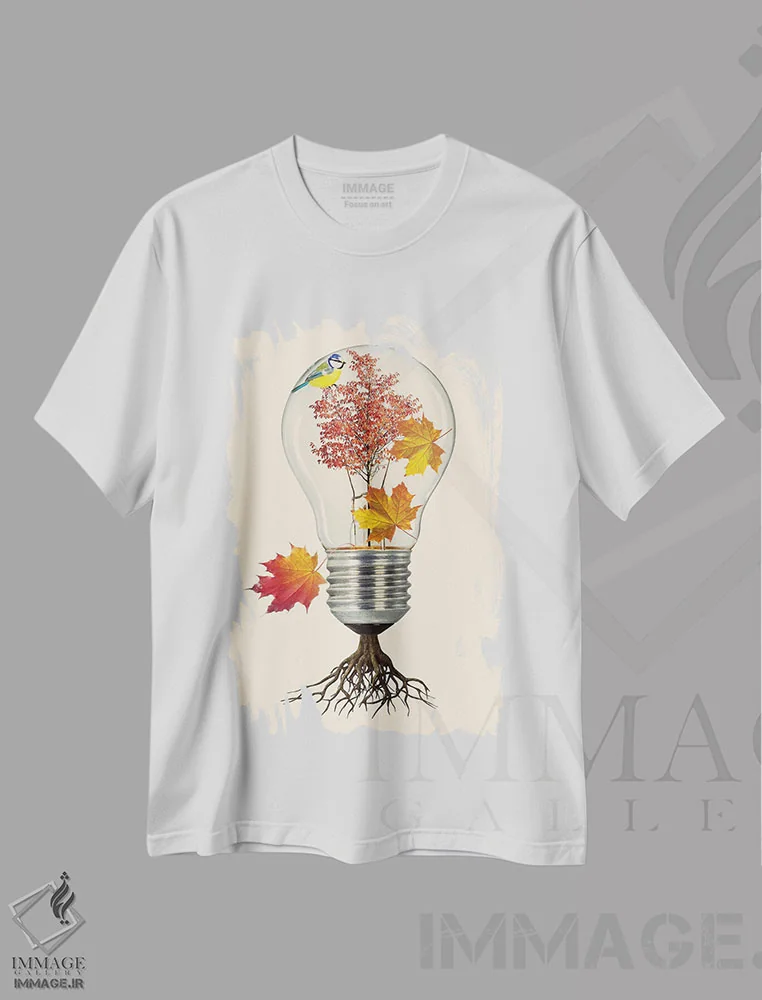تیشرت سفید طرح دار پاییز، مدیوم اثر کیکی سی لندن | immage.ir