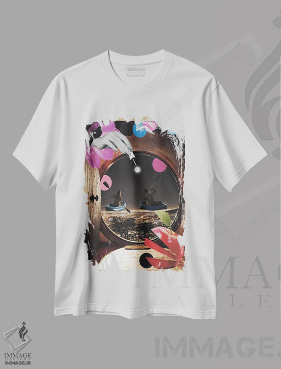 تیشرت سفید طرح دار فرار از شهر، عکاسی ترکیبی اثر کیکی سی لندن | immage.ir