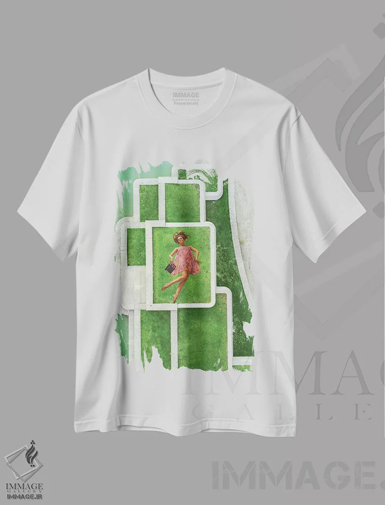 تیشرت سفید طرح دار زمین خوردن، عکاسی ترکیبی اثر کیکی سی لندن | فروشگاه ایماژ