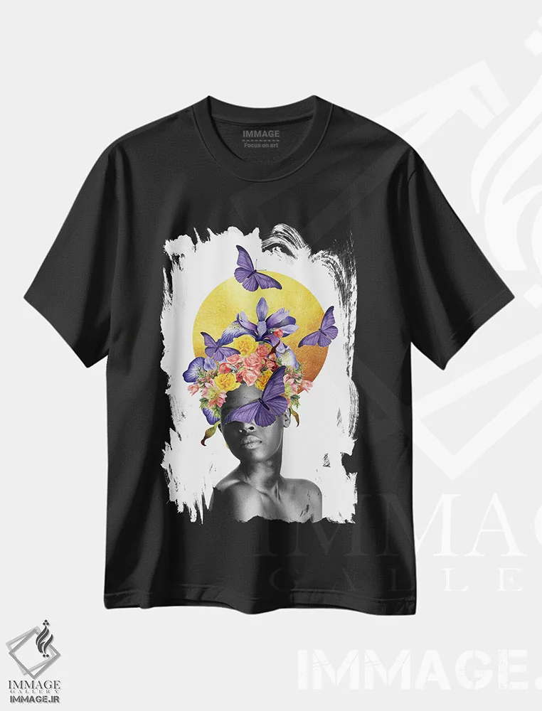 تیشرت مشکی طرح دار فوق العاده، هنر آمریکایی آفریقایی تبار اثر کیکی سی لندن | immage.ir