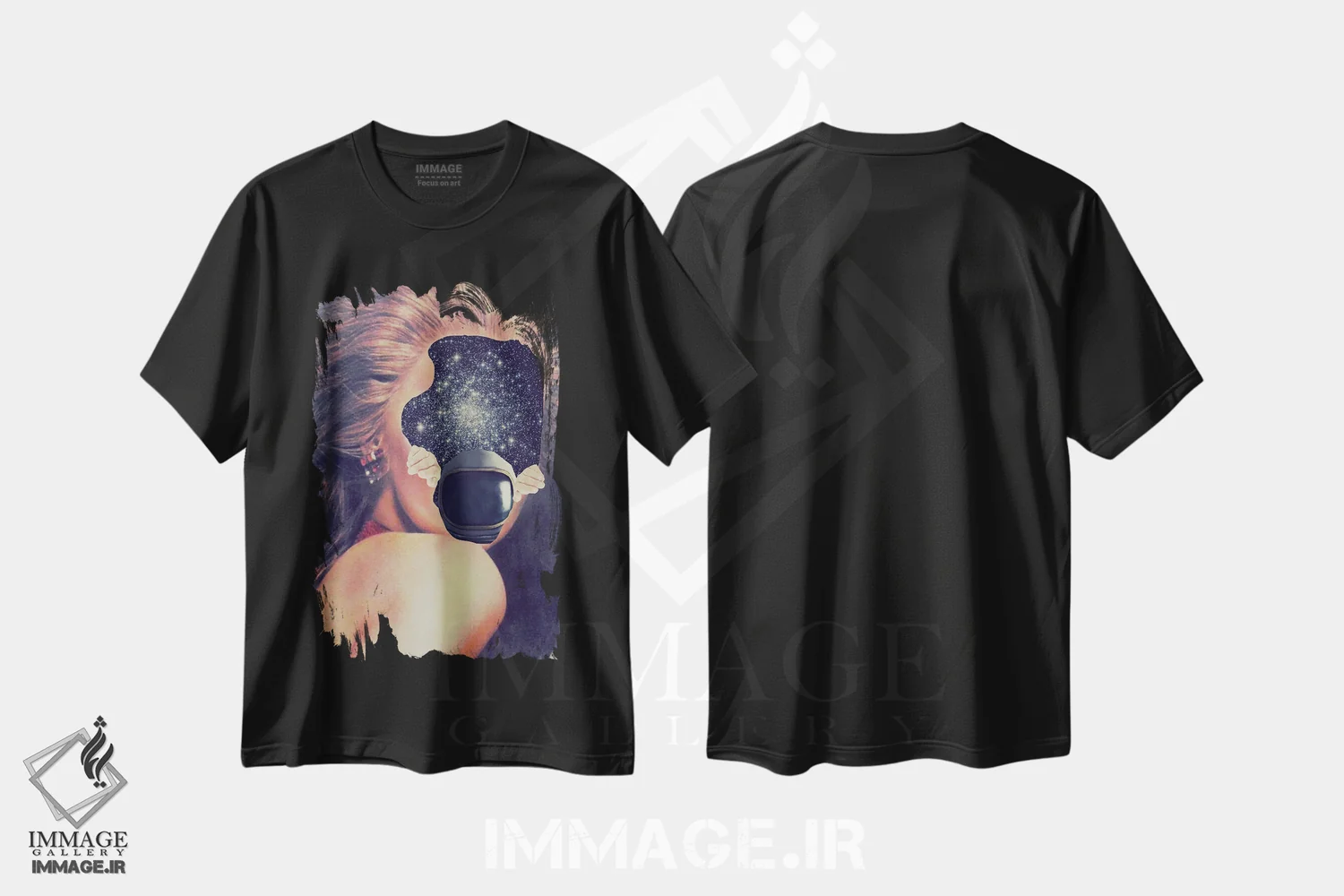 تیشرت مشکی طرح دار فرار، عکاسی ترکیبی اثر کیکی سی لندن | immage.ir