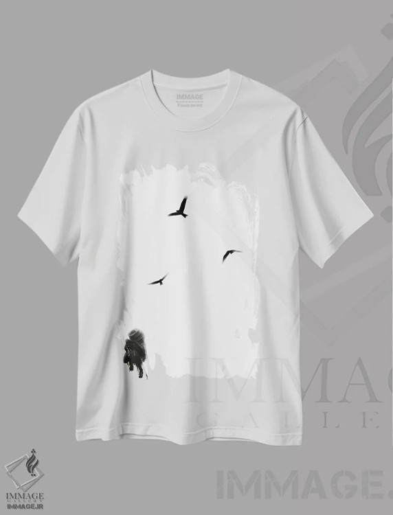 تیشرت سفید طرح دار به سادگی، هنر تزئینی سیاه و سفید اثر کیکی سی لندن | فروشگاه ایماژ