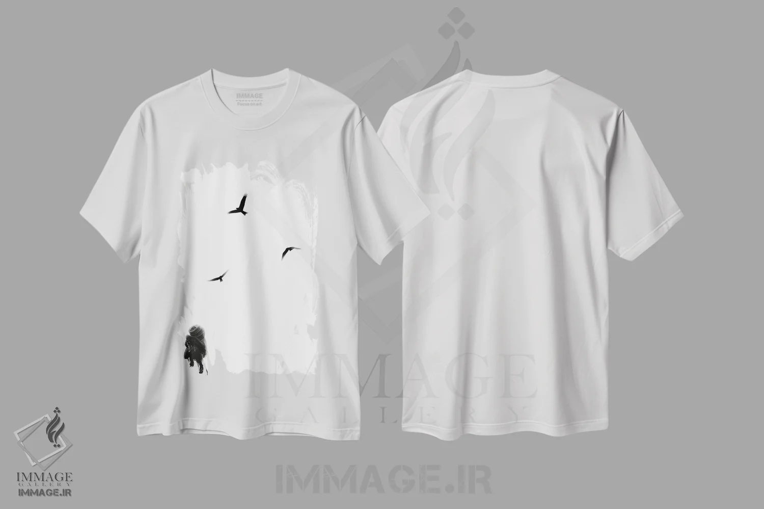 تیشرت سفید طرح دار به سادگی، هنر تزئینی سیاه و سفید اثر کیکی سی لندن | فروشگاه ایماژ