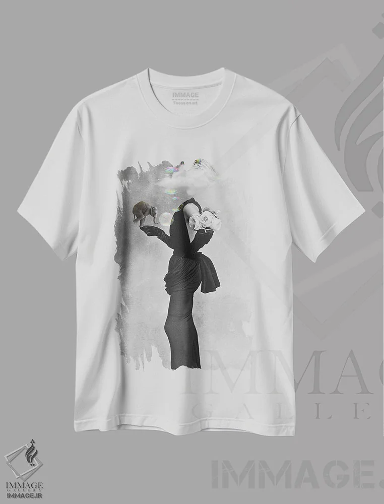 تیشرت سفید طرح دار شکننده، عکاسی ترکیبی اثر کیکی سی لندن | فروشگاه ایماژ