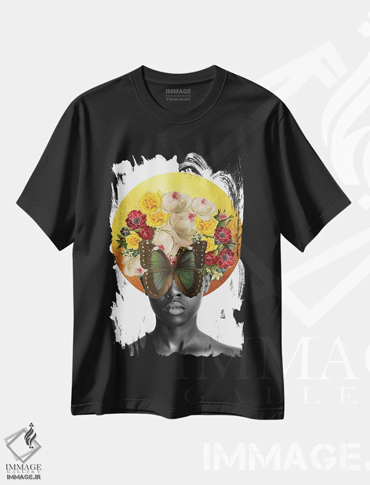 تیشرت مشکی طرح دار زیبا، هنر آمریکایی آفریقایی تبار اثر کیکی سی لندن | فروشگاه ایماژ