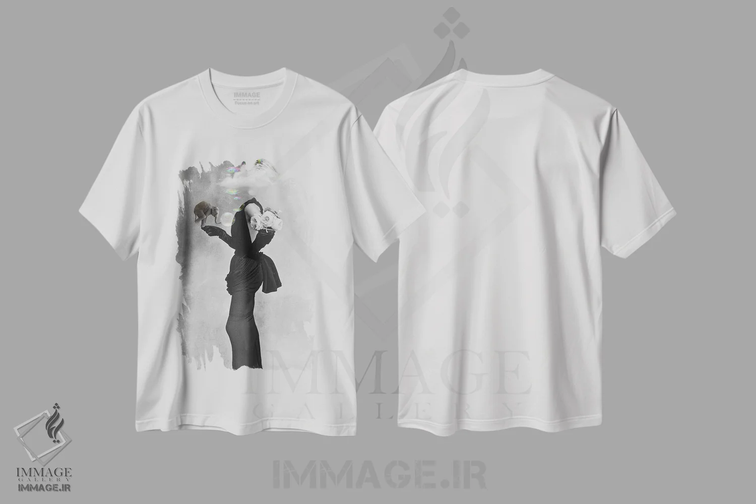 تیشرت سفید طرح دار شکننده، عکاسی ترکیبی اثر کیکی سی لندن | فروشگاه ایماژ