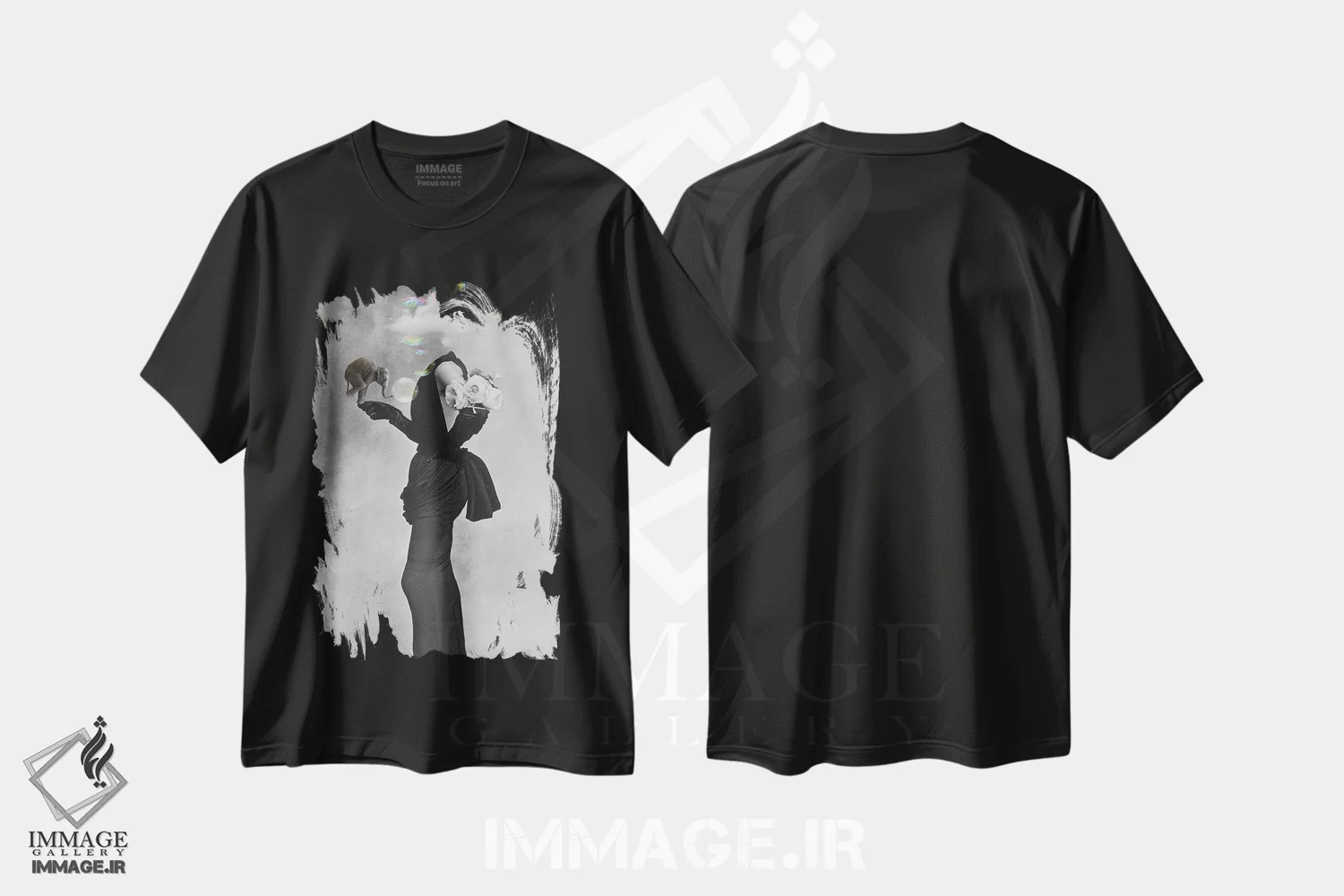 تیشرت مشکی طرح دار شکننده، عکاسی ترکیبی اثر کیکی سی لندن | immage.ir